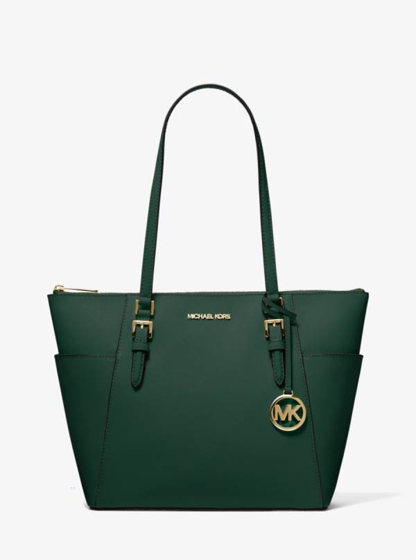 Damske Prenosná Taška Michael Kors Charlotte Large Saffiano Leather Top-Zip Zelene - Kabelky Michael Kors Slevy | NWXIK-5376